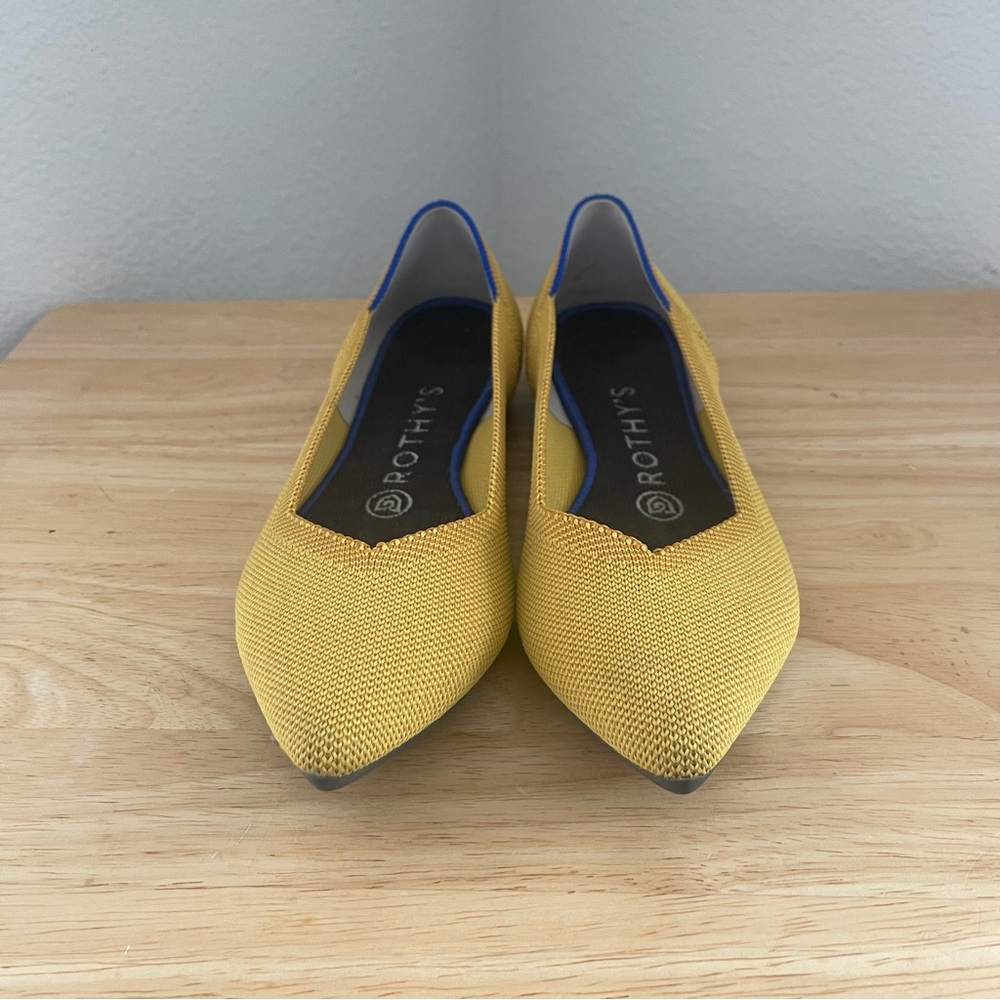Rothys Yellow Slip On Pointed Toe Flats Shoes - image 2